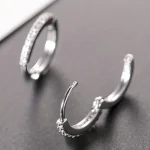1 par de exquisitos pendientes de aro con decoración de circonita sintética, pendientes de moda para hombres y mujeres 5
