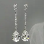 pendientes colgantes largos de lujo para mujer, con circonita cúbica de pera AAA, pendientes de boda simples y elegantes para novia, joyería de calidad alta 1