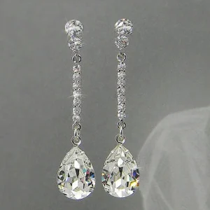pendientes colgantes largos de lujo para mujer, con circonita cúbica de pera AAA, pendientes de boda simples y elegantes para novia, joyería de calidad alta 1