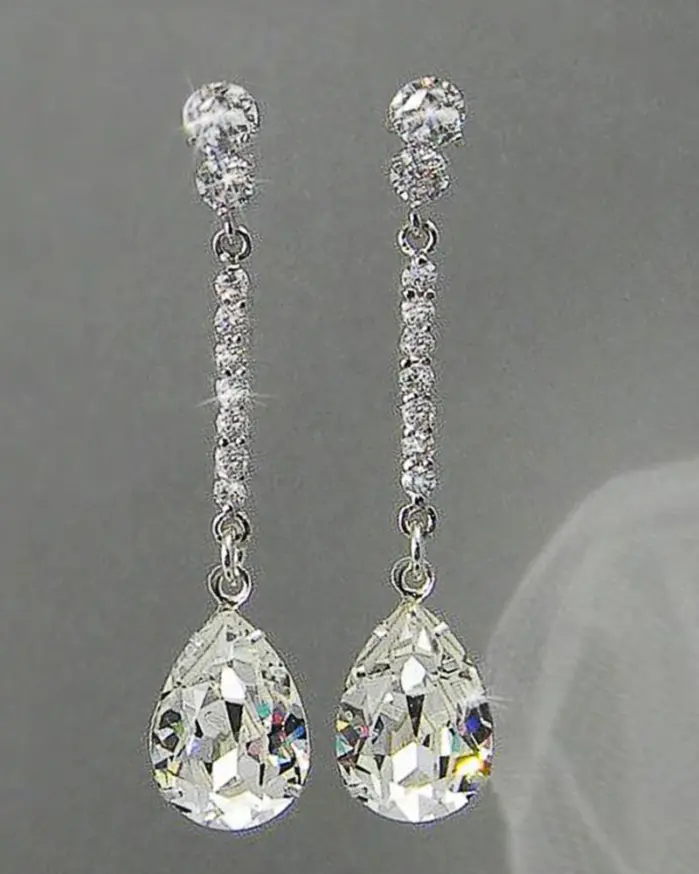 pendientes colgantes largos de lujo para mujer, con circonita cúbica de pera AAA, pendientes de boda simples y elegantes para novia, joyería de calidad alta 1