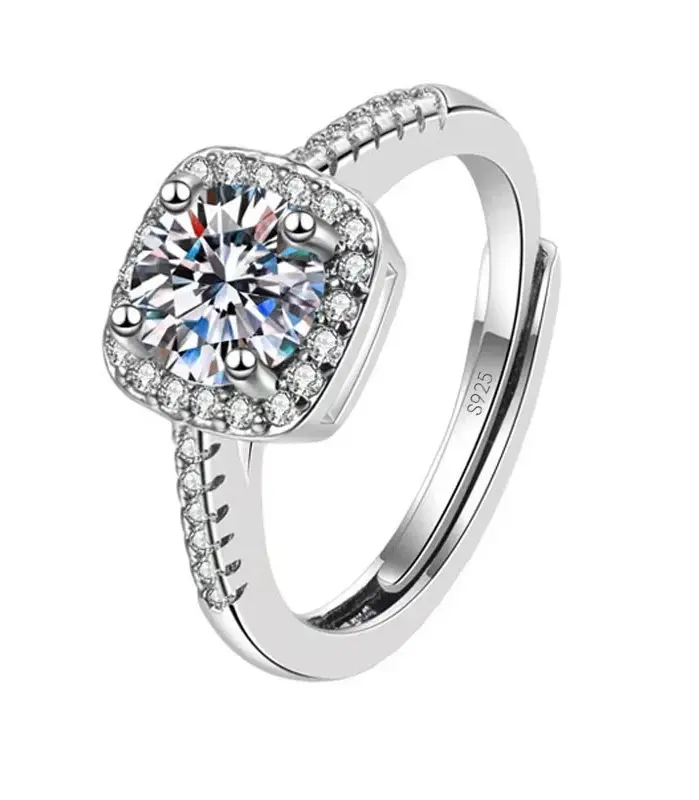 Anillos brillantes de Plata de Ley 925 con piedra de circonia cúbica grande para mujer, accesorio de compromiso de boda, joyería Anel 2
