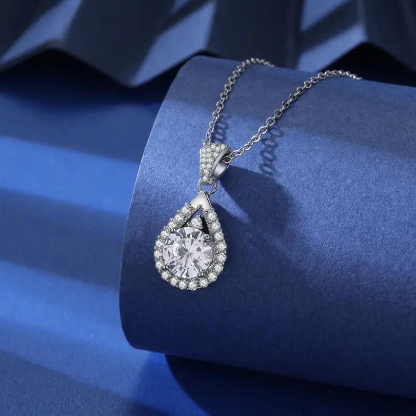 Nuevo collar de plata de ley 925, colgante exquisito de moissanita de 3 quilates para mujer, joyería de boda Noble a la moda, regalos de fiesta 4