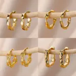 Pendientes redondos elegantes para mujeres y niñas, aretes de aro de acero inoxidable de lujo, joyería estética de compromiso de boda Vintage 1
