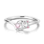 Anillos de circón en forma de corazón rosa para mujer, joyería de compromiso de boda romántica fina, anillos de Color plateado, primavera 925 32