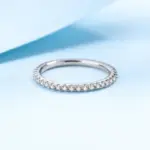 Anillos de boda de moissanita de 5 piedras, banda de media eternidad de corte brillante redondo, anillo de boda de diamante de laboratorio de plata 925 de 3mm para mujeres y hombres 44 Anillos de boda de moissanita de 5 piedras, banda de media eternidad de corte brillante redondo, anillo de boda de diamante de laboratorio de plata 925 de 3mm para mujeres y hombres 44