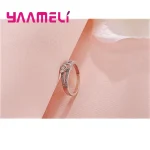 Anillo de Plata de Ley 925 de Color, regalos simples y dulces de estilo romántico para amantes, forma cruzada de amor para mujeres, joyería para ceremonia de compromiso 3