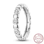 Nuevos anillos de plata de ley 925 originales, anillo de circón de plata infinita apilable para mujer, regalo de joyería de cumpleaños y aniversario de boda 11