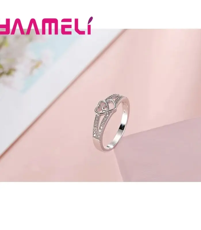 Anillo de Plata de Ley 925 de Color, regalos simples y dulces de estilo romántico para amantes, forma cruzada de amor para mujeres, joyería para ceremonia de compromiso 2