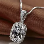 collar con colgante de circonia cúbica geométrica para mujer, temperamento de lujo, tendencia de boda, accesorio para el cuello, joyería de fiesta 2