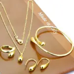 Moda S925 pendientes de aguja de plata anillo pulsera conjunto personalidad Simple mujer gota de agua conjunto de joyería de cuatro piezas para regalo de mujer 2