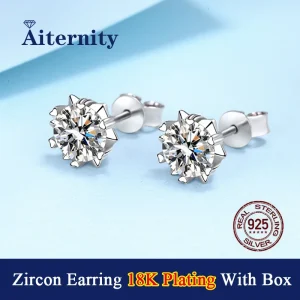 Pendientes chapados en 18K de plata de ley S925, Color D, pendiente de circón VVS1 para mujer, como brillante como joyería de boda con diamantes 1