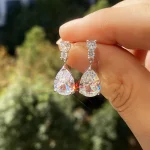 precioso AAA Cubic Zirconia gota de agua encanto mujeres gota pendiente boda joyería blanco/púrpura pendientes de alta calidad 3 precioso AAA Cubic Zirconia gota de agua encanto mujeres gota pendiente boda joyería blanco/púrpura pendientes de alta calidad 3