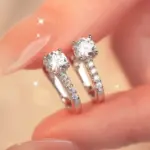 Pendientes de moissanita y circonita de 1 quilate, color D, chapados en plata 925 con oro blanco de 18 quilates, joyería exquisita para mujer 6