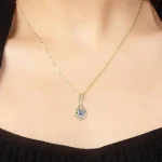 collar con colgante para mujer, Circonia cúbica brillante con incrustaciones, Color plateado/dorado, accesorios de moda diarios para fiesta de boda 4