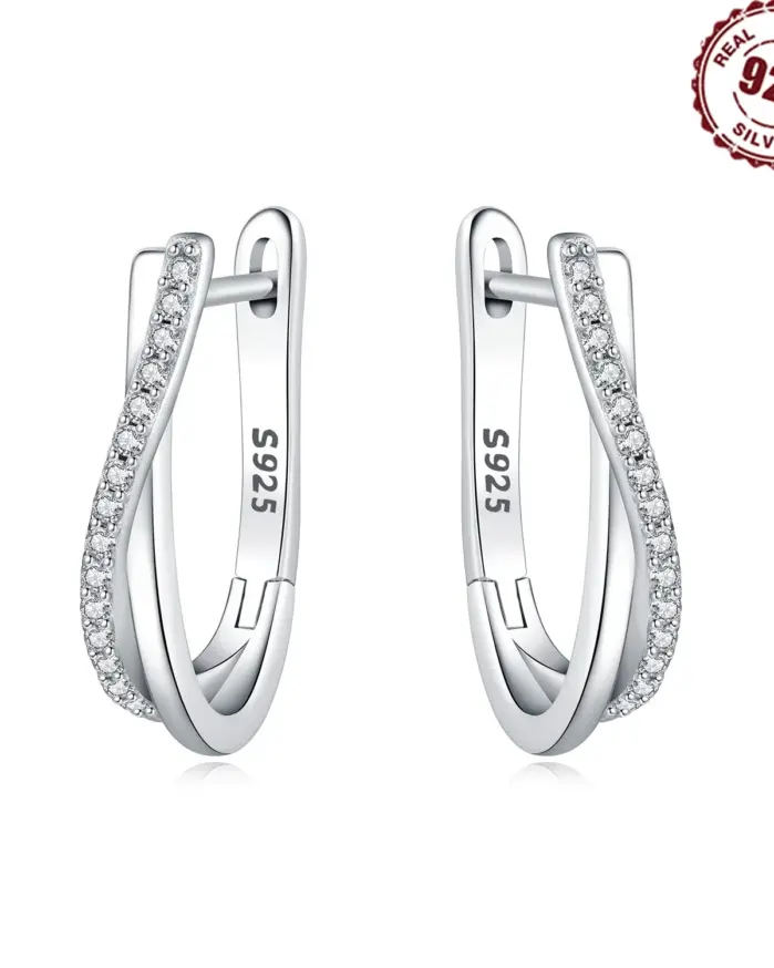 Pendientes de plata de ley 925 con forma de estrella trenzada, joyería, pendientes de aro versátiles para mujer, joyería fina, regalos de fiesta de cumpleaños 1