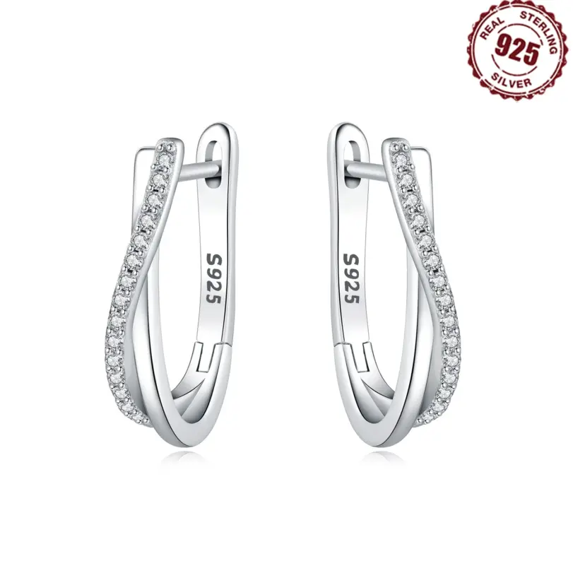 Pendientes de plata de ley 925 con forma de estrella trenzada, joyería, pendientes de aro versátiles para mujer, joyería fina, regalos de fiesta de cumpleaños 1