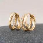 Pendientes de aro de circonio de doble capa de acero inoxidable para mujeres y niñas, pendientes Punk elegantes, estilo de tuerca, regalos de joyería de moda para fiesta 1