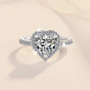 Anillo de Plata de Ley 925 con corazón de circón 5A para mujer y hombre, joyería de boda, abalorio de compromiso, regalo de moda para fiesta, anillo de alta calidad 1