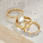 3 unids/set anillos ovalados de circonia cúbica para mujer, moda de lujo, ropa desmontable, joyería para mujer, accesorios de banda de boda nupcial 4