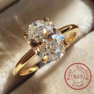 Anillo de Plata de Ley 925 con circonita de 1-8CT, precioso anillo de piedra ovalada brillante para mujer, compromiso, boda, joyería fina de lujo de alta calidad 1