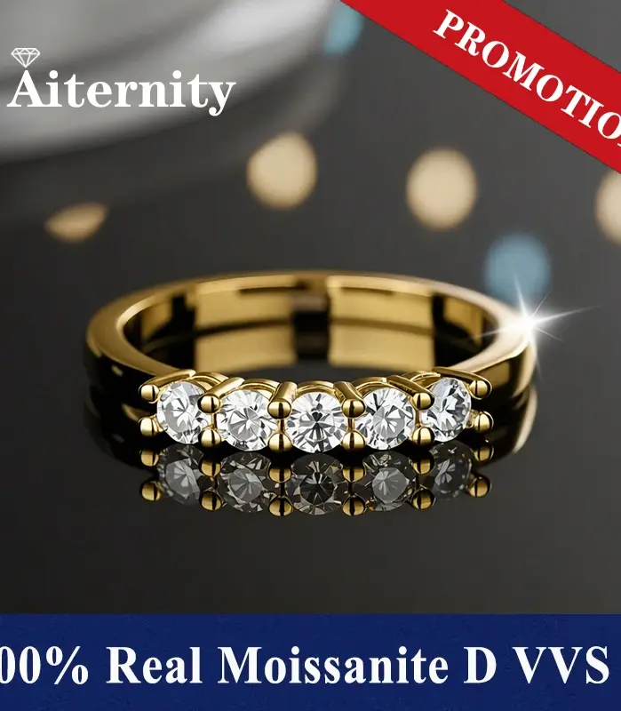 Anillo GRA All Moissanite 0.5CT, 100% anillos de platino para mujer, 5 piedras, diamante brillante, alianza de boda, joyería fina 2