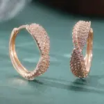 Pendientes de aro chapados en oro con circonita sintética con incrustaciones brillantes de lujo para mujer, accesorios de joyería de boda diarios exquisitos a la moda 6