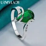 Plata de Ley 925 Gota de Agua Turquesa 7-10 # Anillo para mujer, joyería de moda de compromiso con dije de boda 3