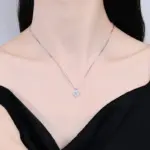 collar con colgante de moissanita de corte princesa para mujer, 0,5 CT, 1ct, plata S925 con cadena de caja chapada en oro, collares para mujer 4