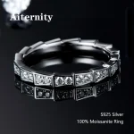 100% pluma probadora de diamantes, anillo de moissanita a juego, banda de diamantes de boda para mujer, anillo de cola única de Plata de Ley 925 1