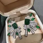 pendientes geométricos de lujo para mujer, con incrustaciones de circonia cúbica verde/blanca, accesorios de boda para fiesta, joyería elegante, regalo 2