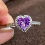 Huitan-anillos estéticos brillantes con diseño de corazón para mujer, accesorios para dedo de circonia cúbica brillante, joyería de compromiso exquisita 7