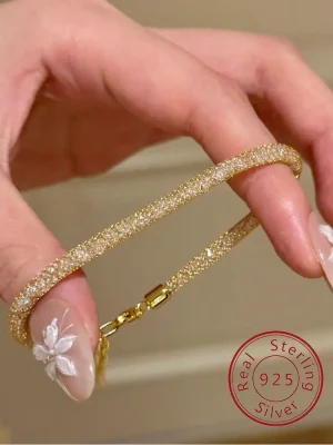Pulsera de plata de ley 925 con bolsa de dinero dorada para mujer, joyería fina personalizada de alta calidad para fiesta de aniversario 1