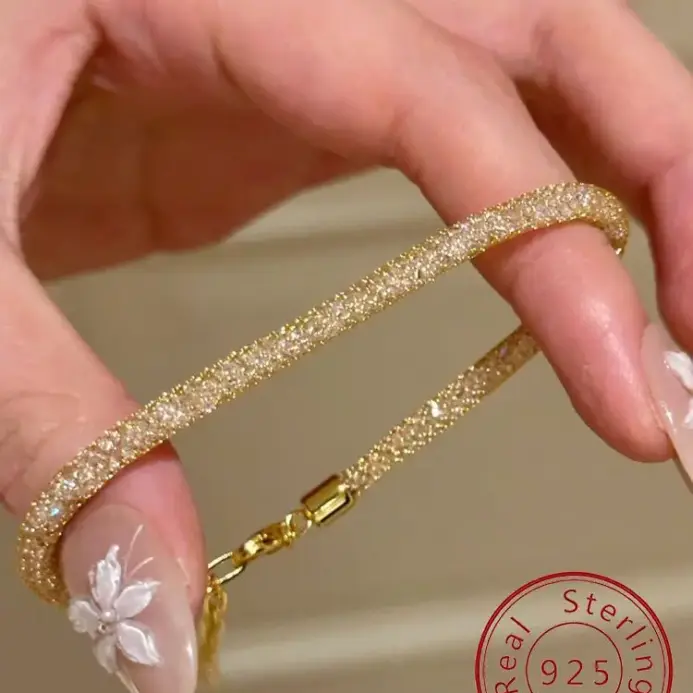 Pulsera de plata de ley 925 con bolsa de dinero dorada para mujer, joyería fina personalizada de alta calidad para fiesta de aniversario 1