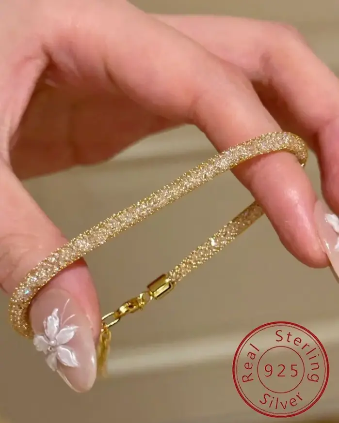 Pulsera de plata de ley 925 con bolsa de dinero dorada para mujer, joyería fina personalizada de alta calidad para fiesta de aniversario 1