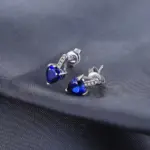 JewelryPalace-pendientes de plata de primera ley y zafiro azul para mujer, aretes pequeños, plata esterlina 925, corazón de amor, 2,1 quilates, regalo de aniversario 4