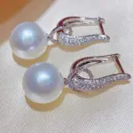 Huitan-pendientes colgantes de perlas de imitación para mujer, joyería elegante de lujo de Color plateado con circonita cúbica ostentosa, tendencia 3