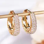 pendientes de aro huecos de Color dorado para mujer, aretes circulares de lujo con piedra CZ deslumbrante, joyería llamativa 1