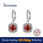 Pendiente cuadrado de circón Color D VVS1 para mujer, pendientes chapados en plata de ley S925 de 18K como brillante como joyería de diamantes 5