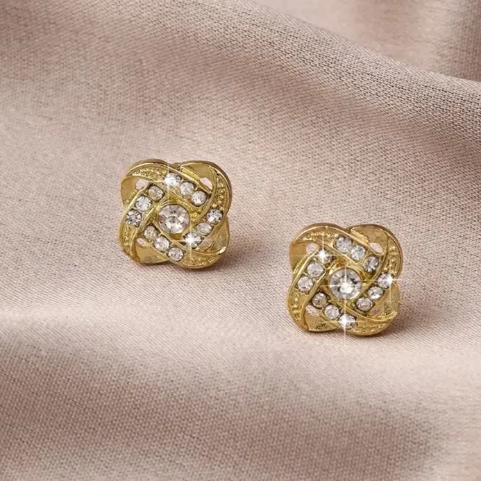 Pendientes ligeros de lujo con circonita para mujer, aretes geométricos huecos cruzados simples, joyería exquisita para fiesta de boda, regalos para mujer 1