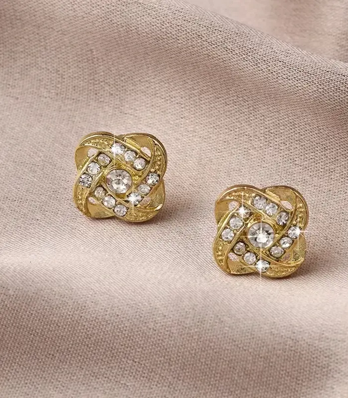 Pendientes ligeros de lujo con circonita para mujer, aretes geométricos huecos cruzados simples, joyería exquisita para fiesta de boda, regalos para mujer 1