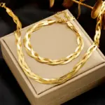 ollar de cadena de serpiente cruzada 3 en 1 para mujer y niña, pulseras de acero inoxidable 316L, conjunto de joyería impermeable a la moda, nuevo 2