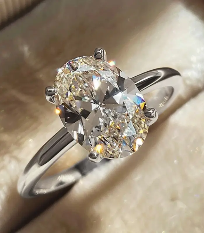 Anillo de Plata de Ley 925 con circonita de 1-8CT, precioso anillo de piedra ovalada brillante para mujer, compromiso, boda, joyería fina de lujo de alta calidad 2