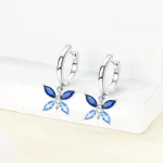 Pendientes de mariposa de circonio azul de Plata de Ley 925 originales, pendientes de aro de colores, pendientes finos de fiesta para mujer, joyería 6