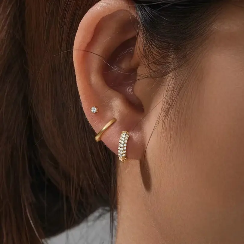 Conjunto de pendientes de aro de círculo redondo para mujer, aretes pequeños de acero inoxidable para Piercing de cartílago, joyería, 3 uds. 2