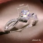 anillos de piedra de circonia con 6 garras para mujer, accesorios de banda de propuesta de Color plateado, joyería nupcial preciosa 2