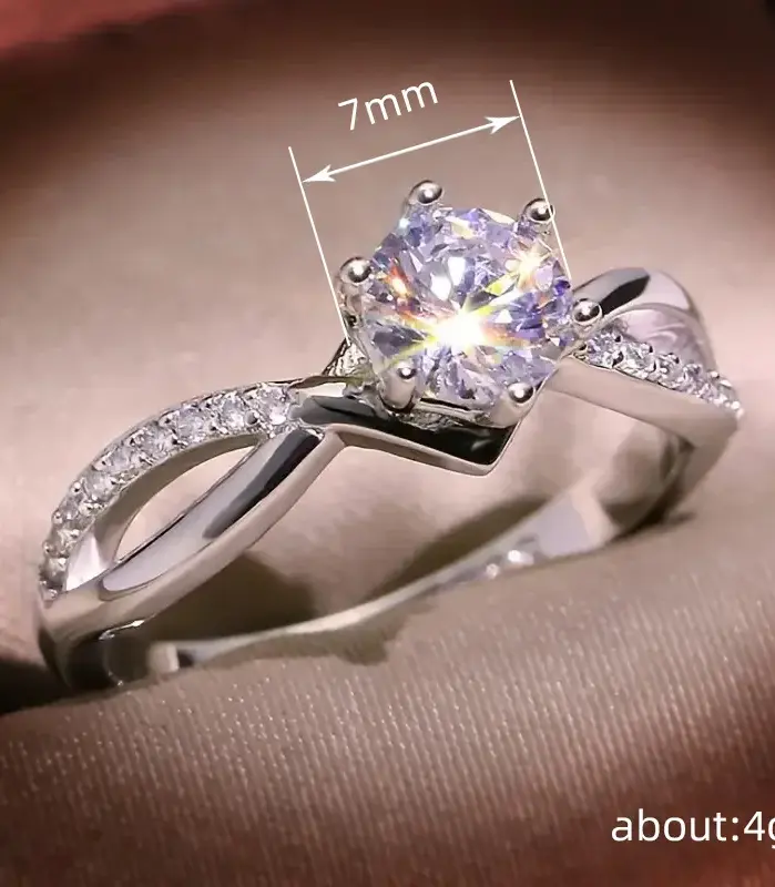 anillos de piedra de circonia con 6 garras para mujer, accesorios de banda de propuesta de Color plateado, joyería nupcial preciosa 2
