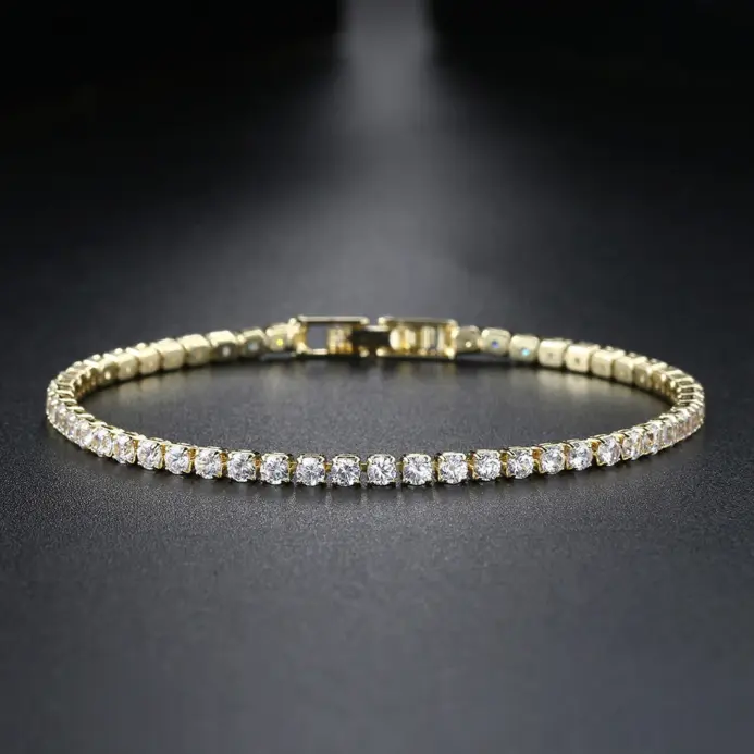 Pulsera de tenis de circonia de 2,5mm para mujer, abalorio de cristal de diseñador, pulsera de cadena fina de tenis en la mano, joyería de boda KC128 1
