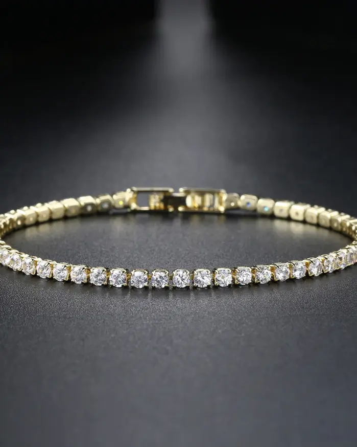 Pulsera de tenis de circonia de 2,5mm para mujer, abalorio de cristal de diseñador, pulsera de cadena fina de tenis en la mano, joyería de boda KC128 1