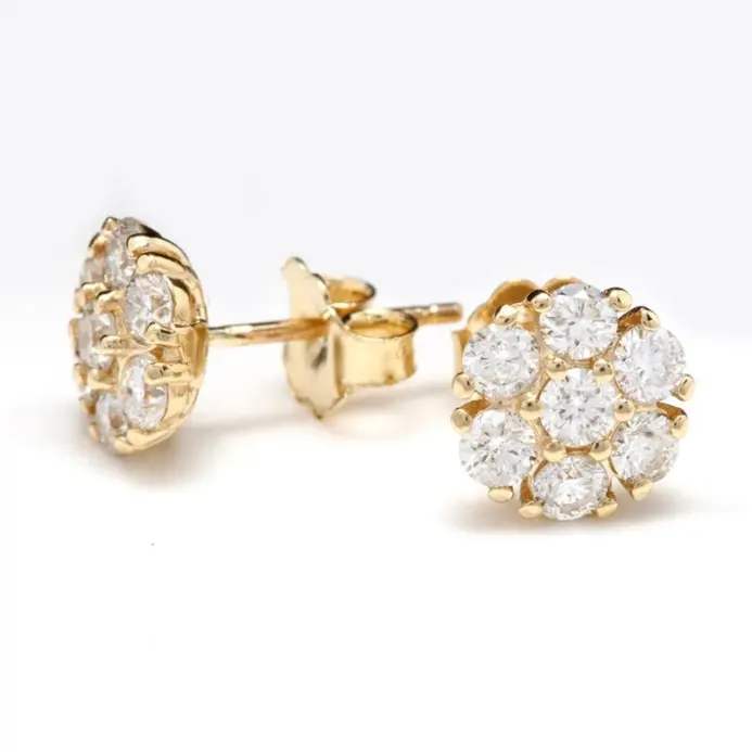 Pendientes de lujo de Color dorado brillante con circonita cúbica para mujer, pendientes pequeños y delicados para mujer, regalos, joyería clásica 1