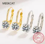 Pendientes de Aro de Oro de 18K con Moissanita de 2 Quilates y Diamantes de Laboratorio de 8mm para Mujer, Joyería Original de Plata 925, Huggies 6
